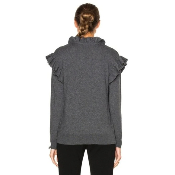 Stella McCartney Felted Frills Jumper Ruffle Sweater Virgin Wool Graphite Gray S - Picture 3 of 9